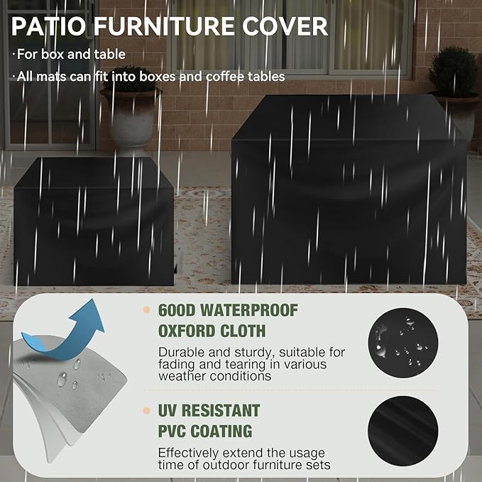 Aoxun 9 Piece Patio Furniture Set with 44” Fire Pit Table, Wicker Outdoor Furniture Set with Storage Box, Patio Sectional Set with Cushions and Waterproof Cover (Grey & Black)