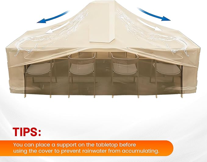 POMER Rectangular Patio Furniture Covers-Outdoor Furniture Covers Waterproof,600D Table and Chairs Cover for All-Weather Protection 76L X 48W X 32H Inch Beige