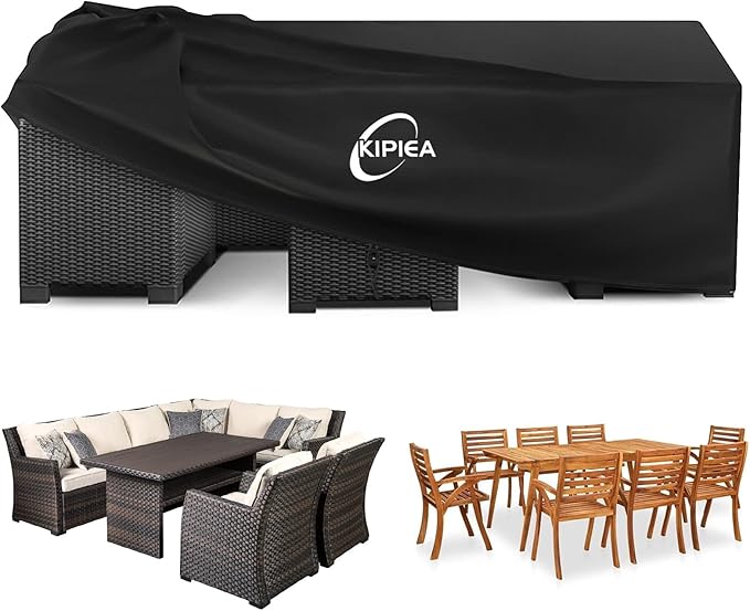 Kipiea Outdoor Furniture Covers Waterproof, 420D Heavy-Duty Patio Furniture Set Covers, No Tears Anti UV No Fading (98" L×83" W×36" H)