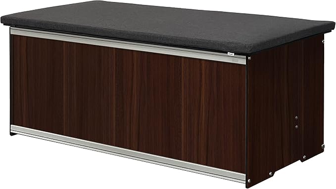 Foreman Waterproof Deck Box - made from Compact Laminate and Anodized Aluminum. Includes a Dark Grey Outdoor Seat Cushion with a removable cover and All Weather Nylon Deck Box cover, 120 Gallon, Tosca