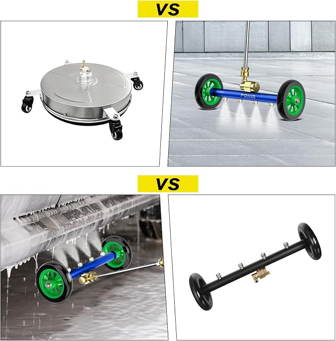 POHIR Undercarriage Pressure Washer Attachment Pro Max 16", Surface Cleaner Water Broom with 3pcs Extension Wand and Quick Connect Pivot Coupler 4800psi, 2 in 1 Underbody Car Washer