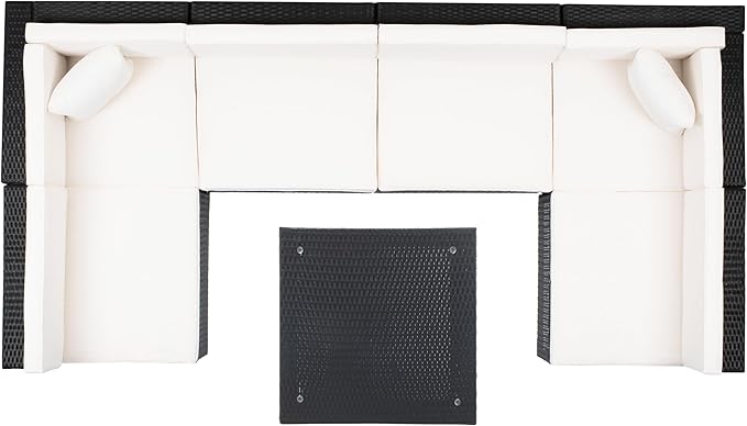 SAFAVIEH Outdoor Sectional Diona Black/White Outdoor Living Set
