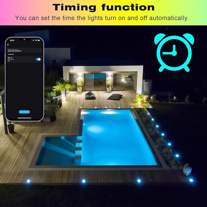 Recessed LED Deck Light Kits, Φ2.4 Smart WiFi Low Voltage RGB & Warm White Deck Lighting, Waterproof Outdoor LED Step Stair Lights Compatible with Alexa Google Home for for Garden,Yard,Path (10 Pack)
