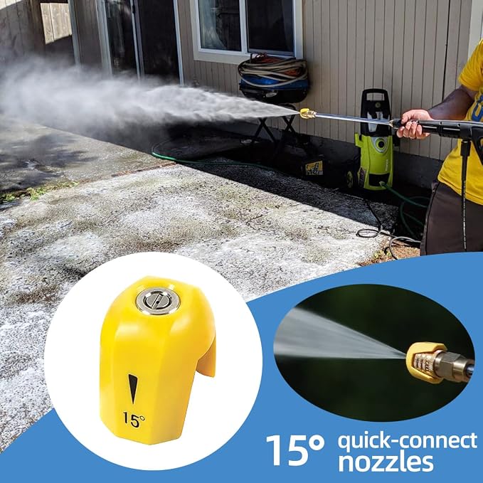 SPX3000-TPS Quick-Connect Spray Tips for Sun Joe SPX 3000 Series Pressure Washer Nozzle Set (0 Degree, 15 Degree, 25 Degree, 40 Degree, Soap) - 5Pcs