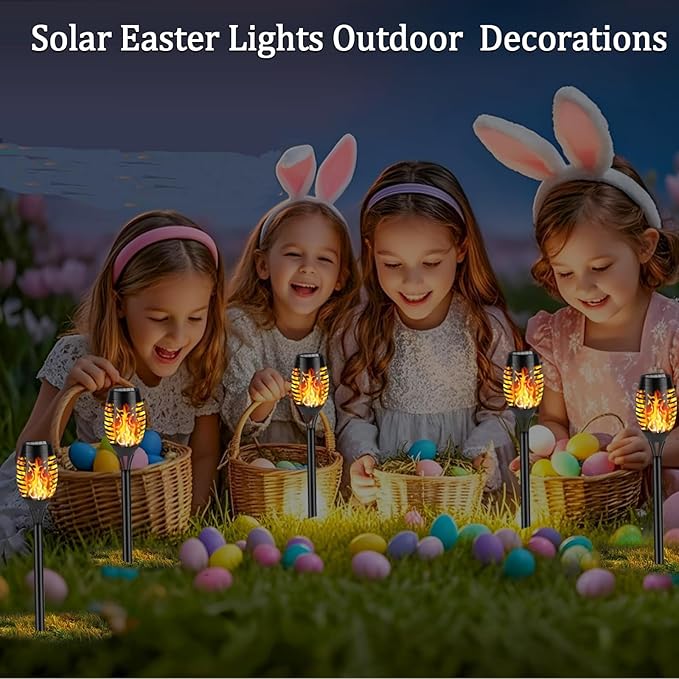 Solar Flame Lights Outdoor, 6 Pack Solar Torch Light with Flickering Flame for Garden Decor - Waterproof 12 Led Torches for Outside, Yard Lights Halloween for Lawn Patio Pathway Lighting