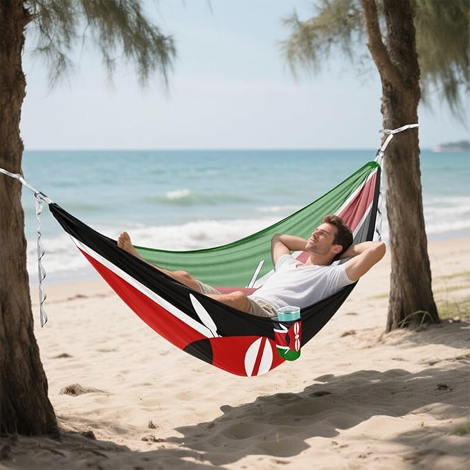 National Flag of Kenya Hammocks with Portabl Carry Bag Backyard Hammock for Indoor Outdoor Patio