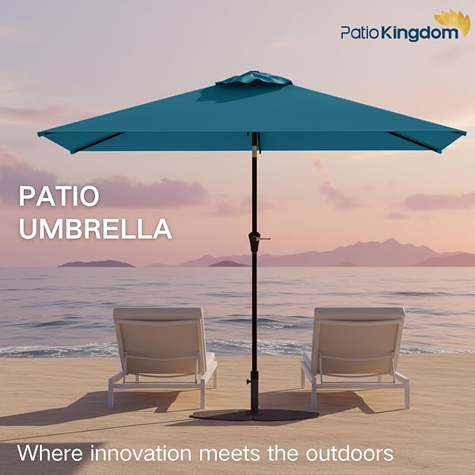 6.5'x10' Rectangular Patio Outdoor Umbrella,Large Coverage with Push-Button Tilt & UV Protection,Sturdy Ribs for Deck,Lawn,Pool,Backyard