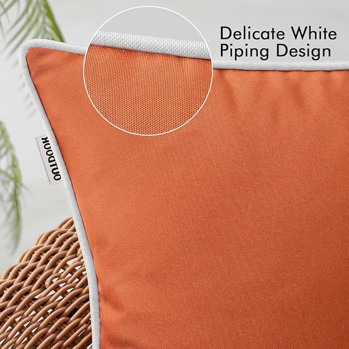 MIULEE Pack of 2 Outdoor Waterproof Pillow Covers Decorative Farmhouse Throw Pillow Covers Square Solid Color Couch Pillow Covers for Patio Tent Bed Sofa Living Room 16x16 Inch Burnt Orange