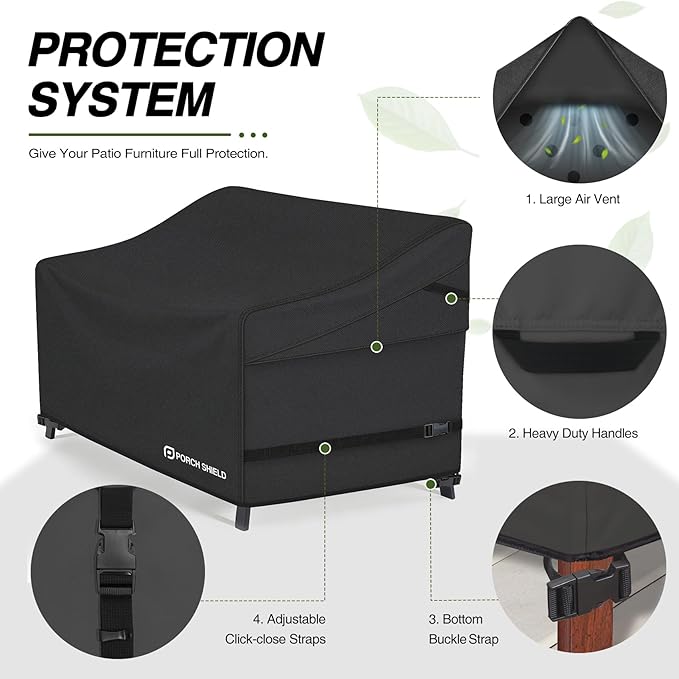 Porch Shield Waterproof Outdoor Deep Seat Sofa Cover –Patio Furniture Couch Cover 92W x 40D x 35H inch, Black
