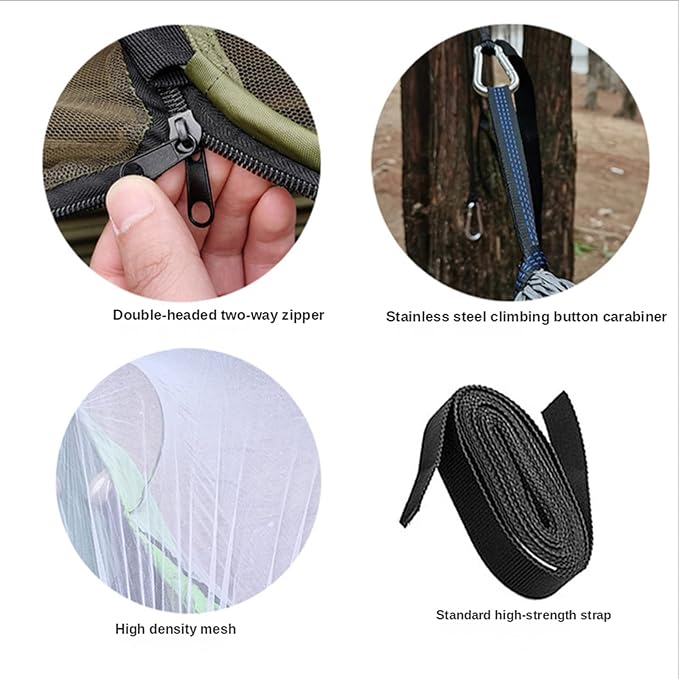 NOBRIM Hammock Portable Hammocks Double-Person with Mosquito Net Automatic Quick-Opening Swing Hammock for Camping Outdoor Indoor Patio