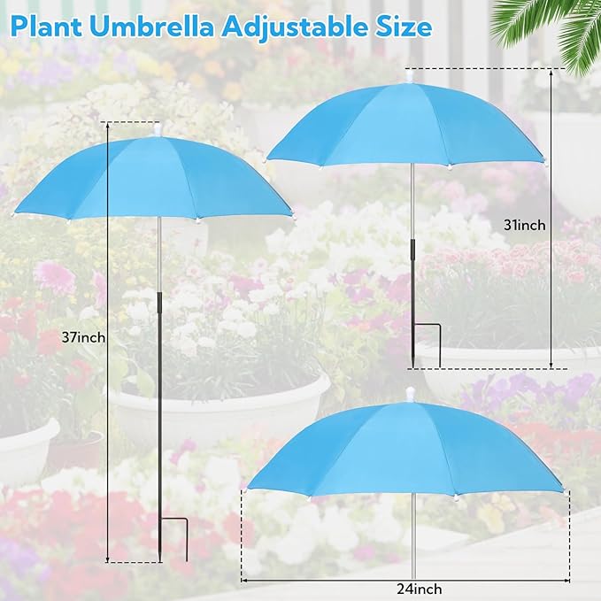 VZZNN 6 Pack Plant Umbrellas for Outdoor Plants, Garden Umbrella Shade for Potted Plants and Garden Beds, Sun Shade Cover to Defend Plants From Blazing Sun