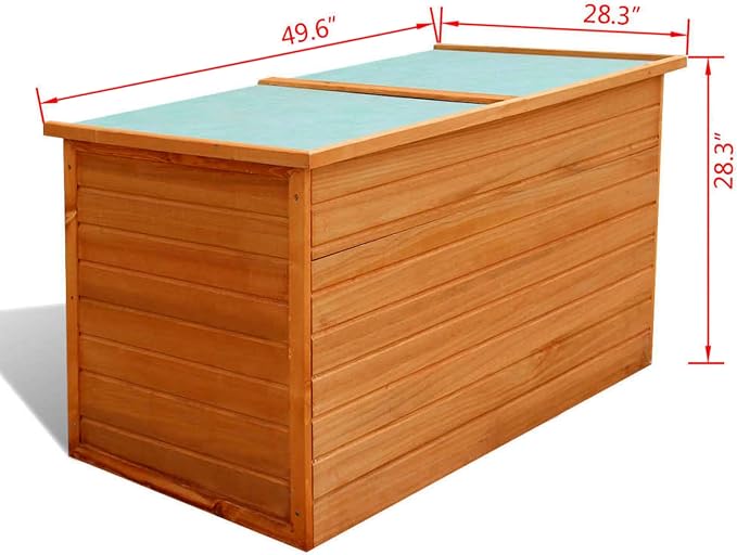 Benjara Outdoor Deck Patio Storage Box, Hinged Lift Top, Brown Wood 28x28x50
