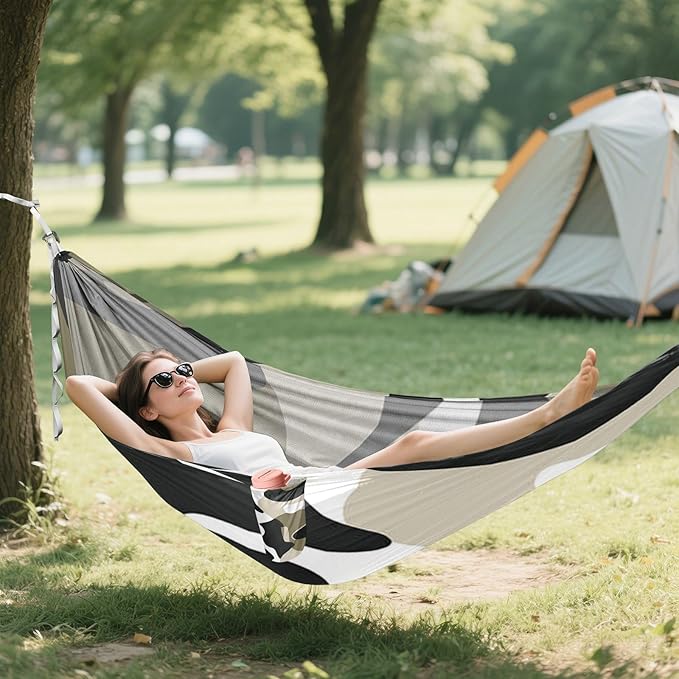 Black and White Design Military Brown 330lb Capacity Hammocks for Camping with Tree Straps Cloth Hammock for Outside Patio Garden hamaca inflable para Piscina