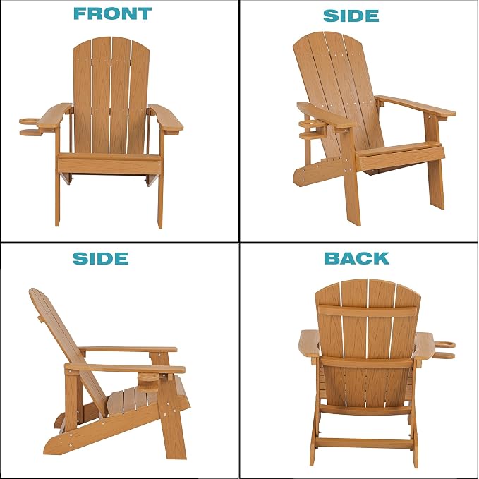 Outdoor Fixed Adirondack Chair,Patio Lounge Chair,High Back Wide Armrests, Ergonomic Design,Ideal for Patio,Camping,Pool,Outdoor Use.(Natural)