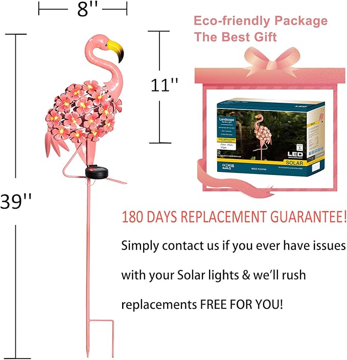 Homeimpro Garden Solar Lights Flamingo Yard Decor Gifts for Women Outdoor Decorations Stake Lights, Waterproof Warm White 27 LED for Lawn,Patio, Courtyard, for Mom Grandma