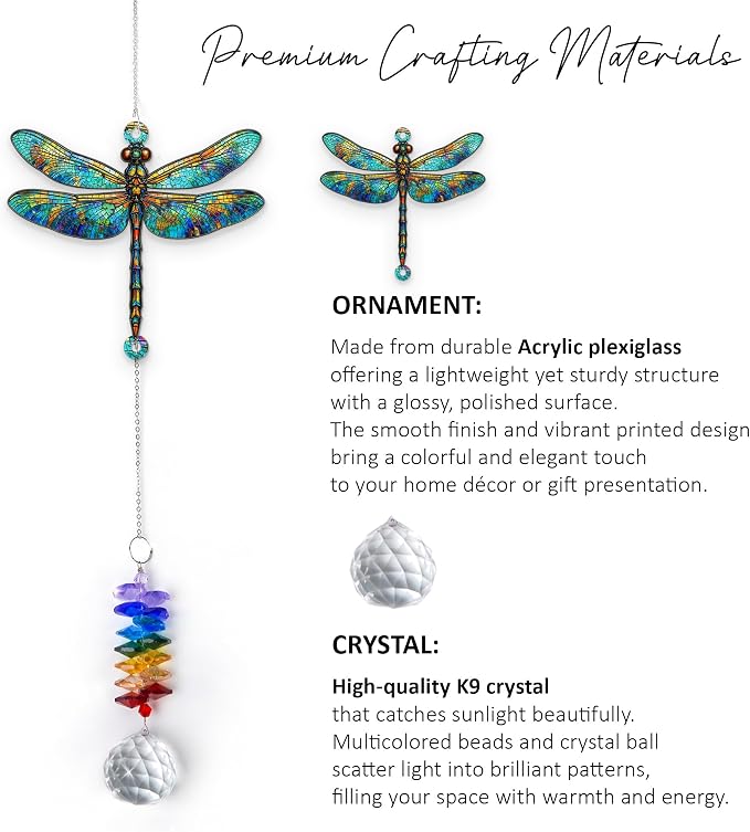 1 Layered Ornament Suncatcher - Dragonfly Gifts - Dragonflies Decor - Dragonfly Keepsake - Rainbow Maker - Hanging Home Decor - Christmas Birthday Gifts for Women, Men Friends, Sisters