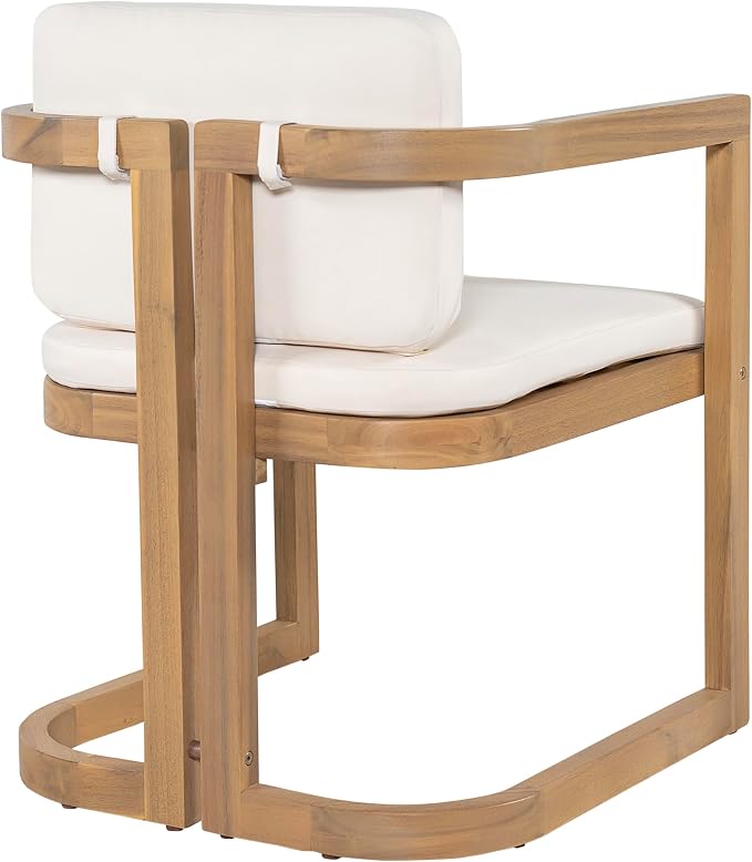 Christopher Knight Home Evana Acacia Wood Dining Table Set for 6, Solid Wood Outdoor Dining Set for 6, Modern Oval Patio Dining Table and Chair Set with Cushions, Brown + Light Teak + Beige