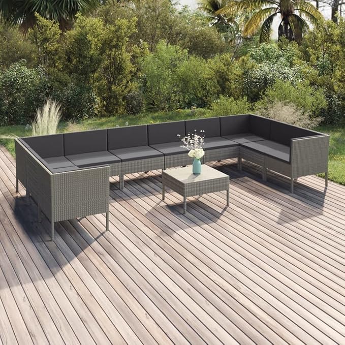 Patio Lounge Set with Cushions,Sofa Set,Conversation Patio Furniture,Outdoor Seating Set,for Garden, Poolside, Backyard Poly Rattan Gray