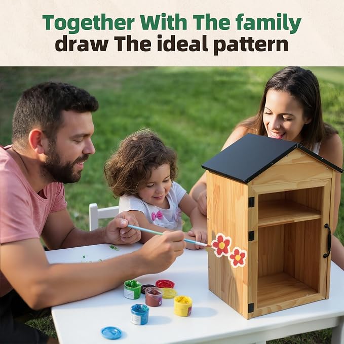 Little Free Library Box Outdoor – 2-Tier Outdoor Library Book Box with Adjustable Shelf, Weatherproof Wood, Free Little for Neighborhoods, Schools, Community