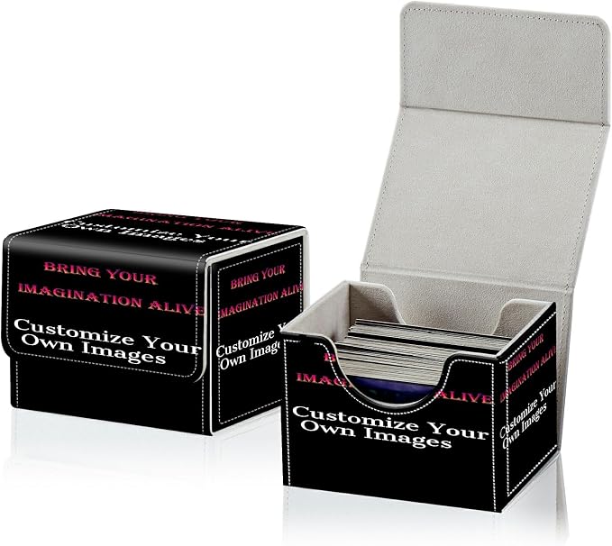 Card Deck Box for MTG, Cards Storage Box Fits 120+ Sleeved, Leather Small Size Strong Magnetic Closing Card Case for Board Games Magic TCG CCG Baseball Collection, Custom