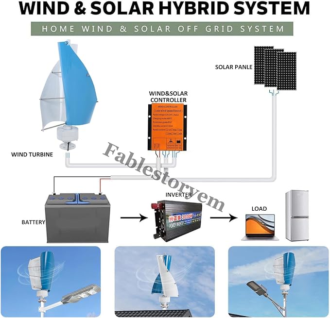 12000W Vertical Wind Power Turbine Generator Kit,12V/24V/48V Portable Maglev Wind Turbine Generator with Charge Controller for Boats Cabins Mobile Homes,D-24V