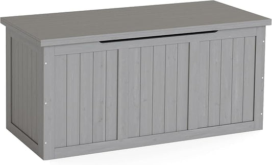 Mederlo 67 Gallon Outdoor Wooden Deck Box Solid Wood Storage Box Seat & Table Top for Patio Furniture Cushions, Pool Toys & Garden Tools