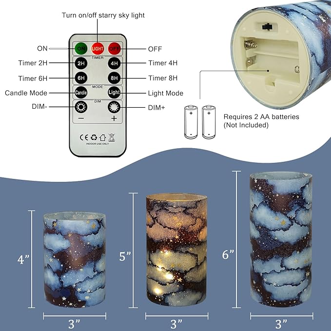 Flickering Flameless Candles, Recessed String Light LED Candles 3D Wick Acrylic Battery Operated LED Pillar Candles with Remote and Timer for Modern Simple Home Decor Set of 3