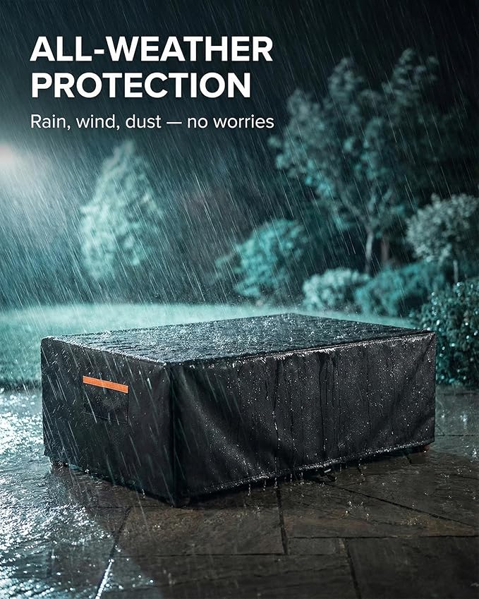 Patio Coffee Table Cover, Waterproof Outdoor Furniture Cover Heavy Duty 600D with Windproof Buckles, UV & Fade Resistant All-Weather Protection for Rectangular Patio Tables 42 x 26 x 16 Inch, Black