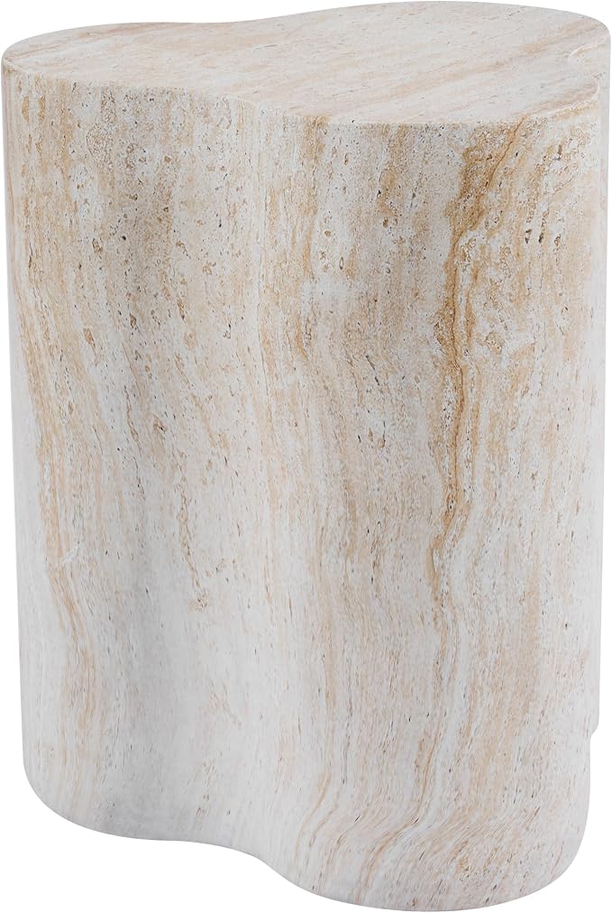 Christopher Knight Home Yayce 18.11" H Indoor Outdoor Accent Side Table, Patio Decorative End Table, Cloud-Shaped Lightweight Concrete Garden Stool for Patio Balcony & Garden Decor, Light Beige