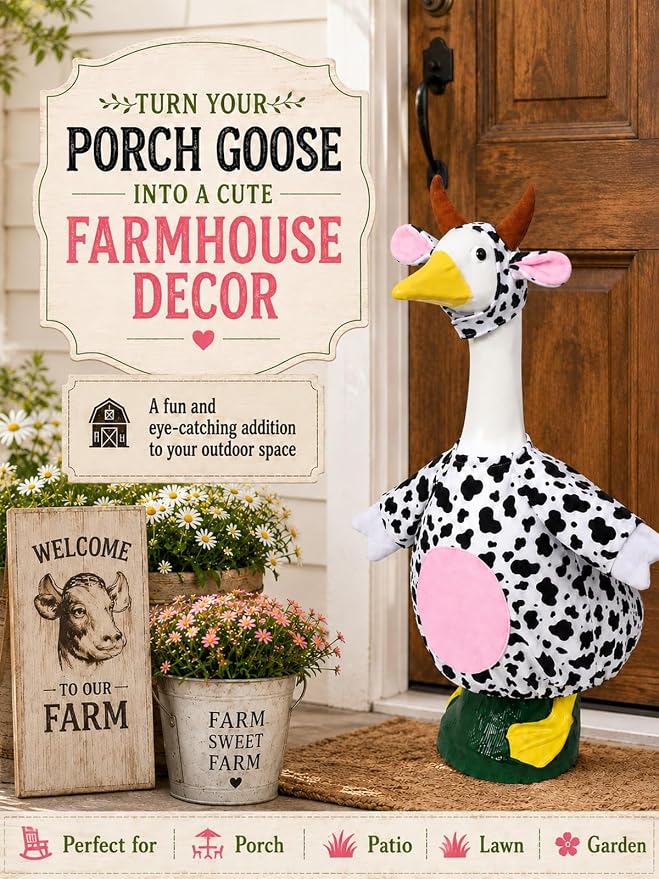 Porch Goose Outfits - 23" /17" Porch Goose Clothes for Lawn Yard (White-C)