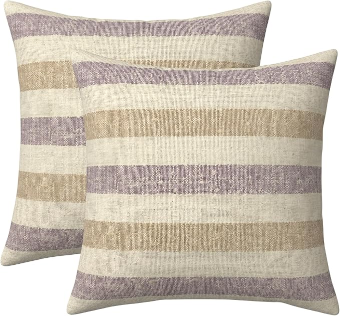 RSH DECOR: Sunbrella Square Throw Pillows Set of 2 | 20" x 20" | Water and Fade-Resistant Performance Fabric | Outdoor Pillow Covers with Down-Alternative Inserts | Made in USA (Paris Lavendar)