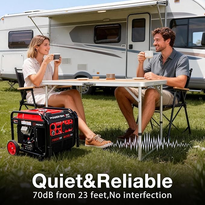 PowerSmart 7000-Watt Open Frame Inverter Generator, 120V/240V Dual Voltage, Clean Power for Sensitive Electronics, Electric Start Portable Generator for Home Backup & RV Camping - Gas Powered