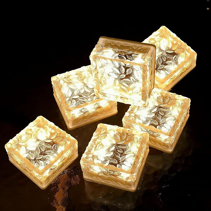 Solar Brick Lights Outdoor Waterproof Small Solar Lights 6 Packs Outdoor Decor for Fence Pathway Path Patio Balcony Outside Garden Bricks Decorations