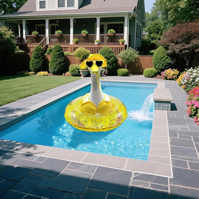 Hawaiian Goose Clothes & Bikini Goose Clothes (4pec) - Fits Large 23" H Statue - Outdoor Garden Statues for Yard, Lawn, Patio & Party Decoration - Garden Sculptures