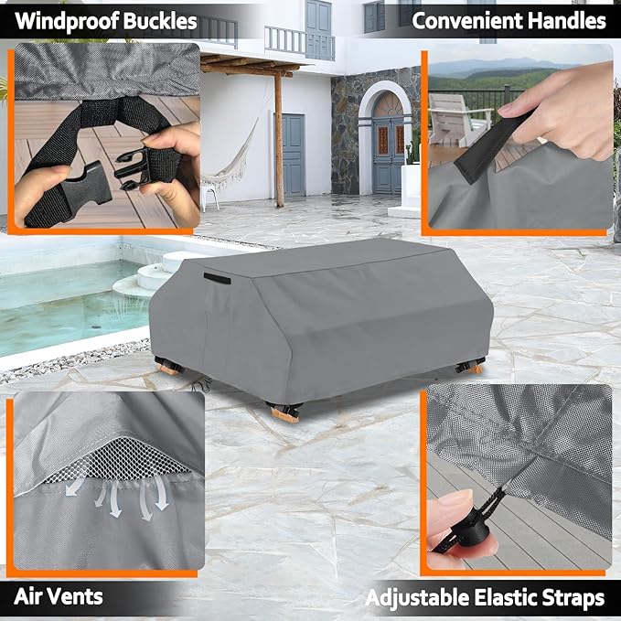 STARTWO Waterproof Picnic Table Cover Outdoor Patio Bench Covers for 6 ft Picnic Table Bench Set Windproof 70 / 72 Inch,Grey