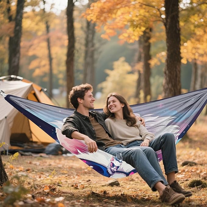 FRMG Cat Glasses Fashion Camping Hammock 500 lbs Capacity Portable Hammocks with Tree Straps & Attached Carry Bag, Camping Essentials Gear A0900128a