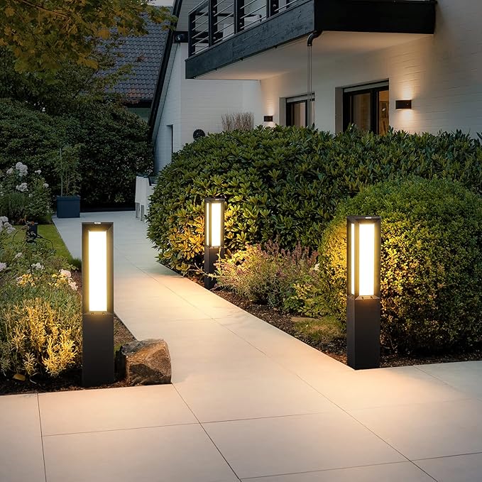Landscape Path Light, Aluminum 8W 800LM Luxury LED Lighting, 32 Inches Modern Outdoor Bollard Lighting for Lawn, Patio, Courtyard and Driveway Decoration