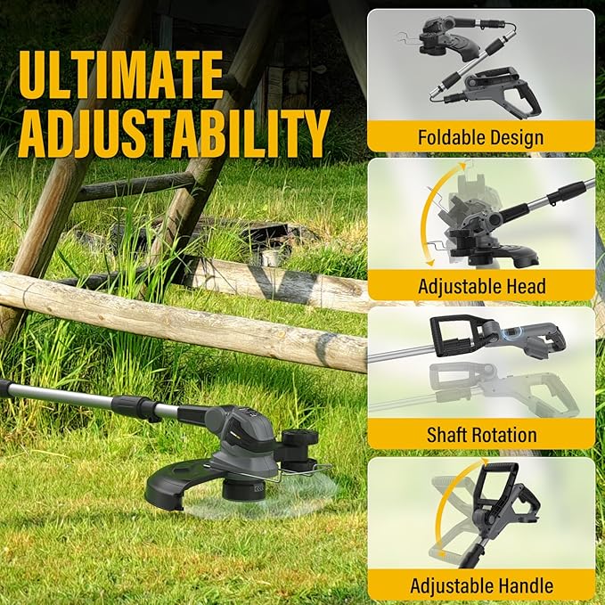 Weed Wacker Compatible with Dewalt 20V Max Battery, 12 Inch Cordless String Trimmer, Auto Line Feed Grass Trimmer w/9 Line Spools for Lawn, Yard and Garden (Battery Not Included)