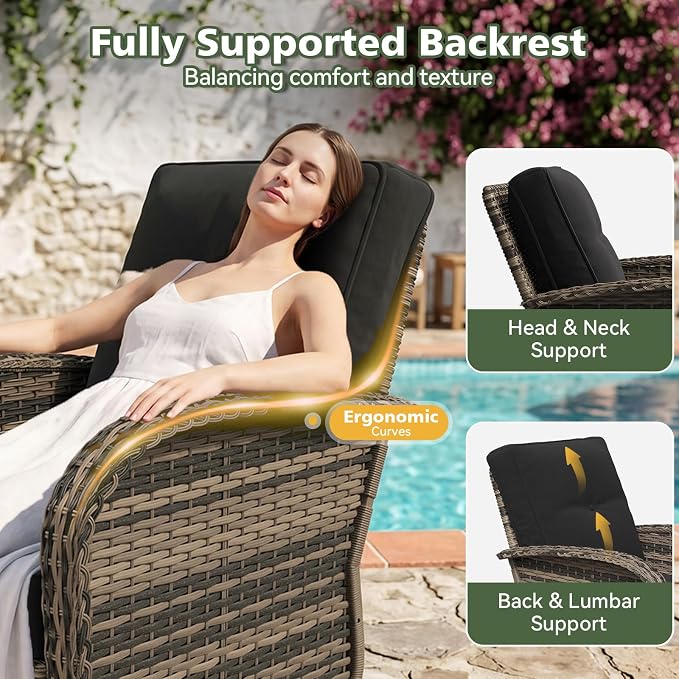 Aoxun 10 Piece Outdoor Patio Furniture Set with Coffee Table, Wicker Rattan Outdoor Furniture with High Back Swivel Rocker Chairs, Outdoor Conversation Set with Thick Cushion & Ottoman, Black