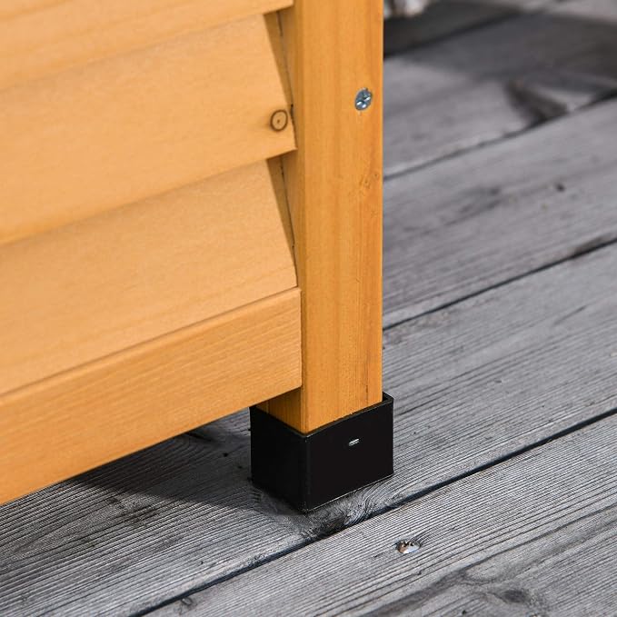Outsunny 75 Gallon Wooden Deck Box, Outdoor Storage Container with Aerating Gap & Weather-Fighting Finish, Yellow