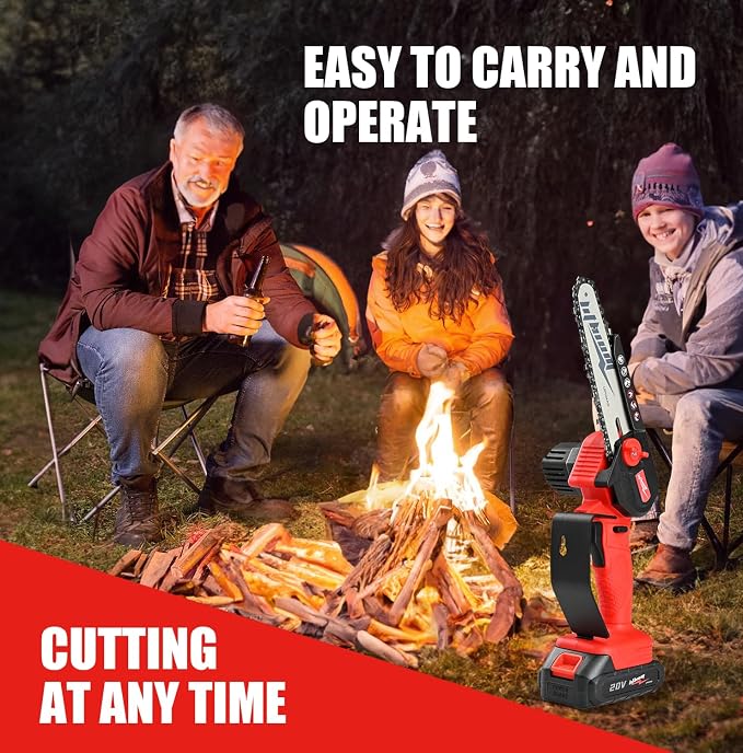 Mini cordless chainsaw, 6-inch portable electric chainsaw, small handheld battery powered chainsaw for wood cutting, tree trimming, and yard work