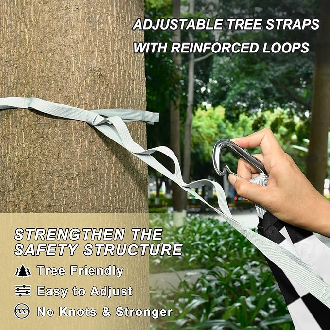 Black and White Checkered Pattern 330lb Capacity Camping Hammock Fabric Hammock for Camping Travel Accessories para ir de Camping