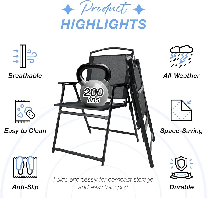 6-Piece Outdoor Patio Furniture Set for 4, Patio Table and Chairs Set with Umbrella, All-Weather Steel Frame & Glass Top Dining Table Set for Backyard, Lawn - Black
