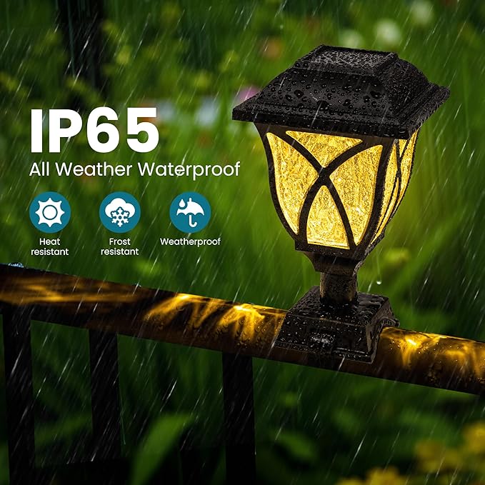 Solar Fence Lights Outdoor Waterproof, Led Solar Lights Outdoor for Chain Link Fence, Trampoline, Step, Stairs, Yard and Pathway, Warm White 6 Pack