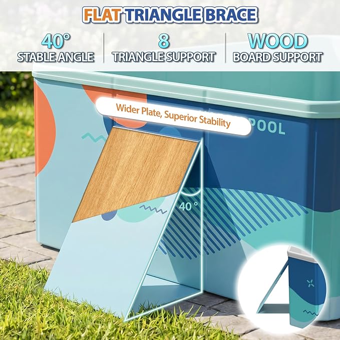 113" Foldable Pool for Adults & Kids, Large Capacity Non Inflatable Pool, Portable Hard-Side Foldable Swimming Pool, Above Ground Pool for Indoor Outdoor Backyard, Garden & Patio (Delft Blue)