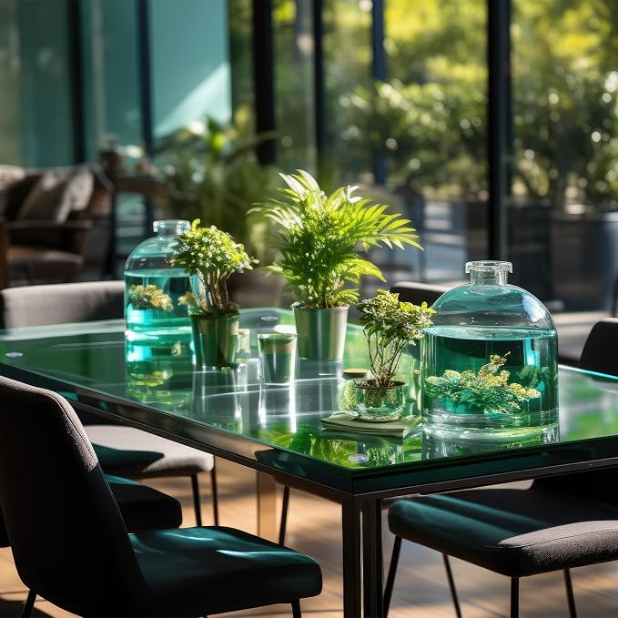 Landical 16" x 16" Rectangle Clear Tempered Glass Table Top 1/4" Thick Eased Corners Clear Tempered Top Patio Table Replacement with 10 Anti Slip Pads for Kitchen Coffee Dining Table