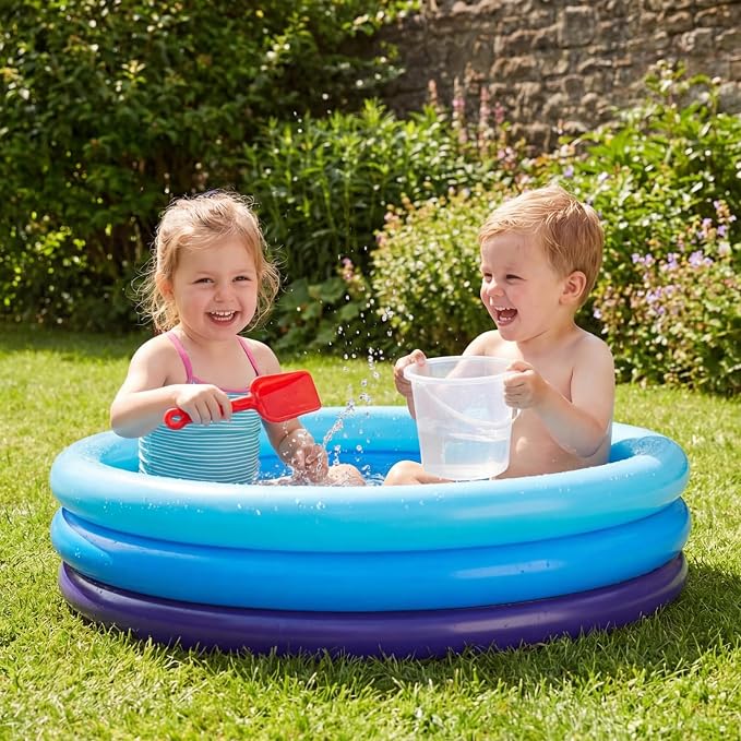VioraWhite 6 Pack Inflatable Kiddie Pool for Toddlers 34"x10" Blue Blow up Kids Swimming Pool Small 3 Rings Round Baby Pools for Indoor Outdoor Water Game Play Center