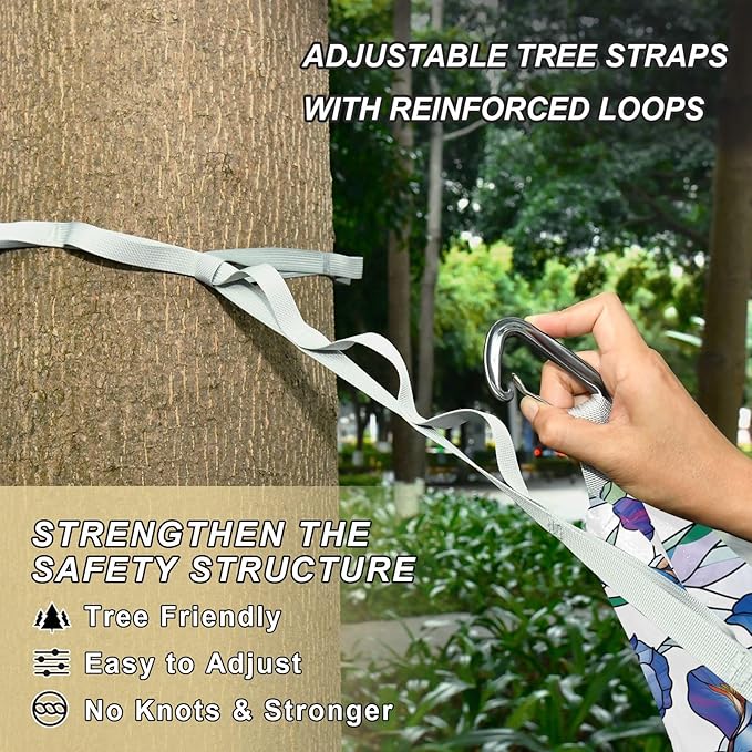 Camping Hammock Outdoor Hammocks for Outside Blue Irises Flowers Beach Trees Portable Lightweight with Pockets Tree Straps Indoor
