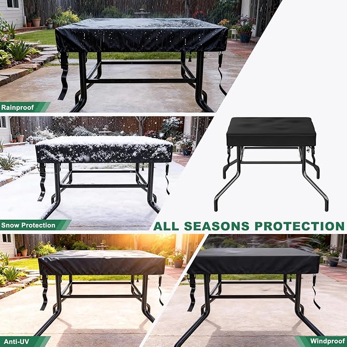 M METERXITY Square Patio Table Cover, 28"L x 28"W x 4"H Rectangular Table Cover for Outdoor Furniture, All-Weather/Waterproof/UV-Resistant, Patio Furniture Protector [Black]