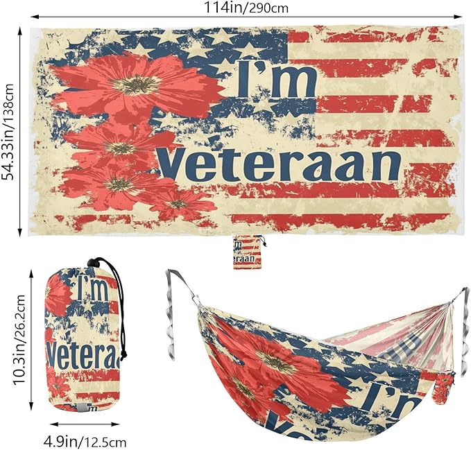 National Vietnam War Veterans Day Flowers Outdoor Hammock with Tree Straps Tree Hammock for Outside Beach Patio Garden